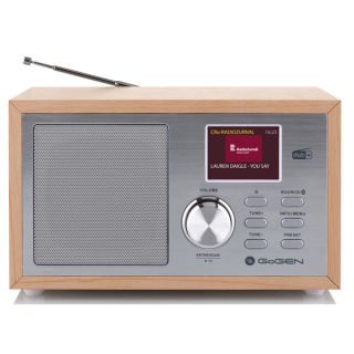 Radiopřijímač DAB+ GoGEN DAB 620 BTCS, hnědý/stříbrný